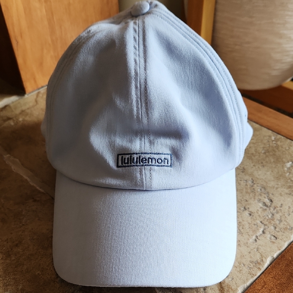 lululemon Baby Blue baseball cap with Silver Metal logo On Side